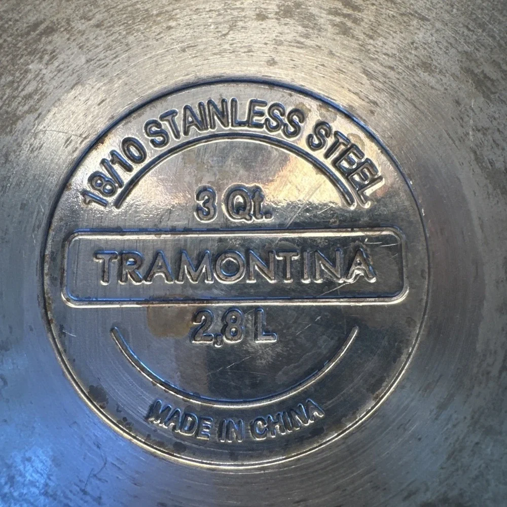 TRAMONTINA 3 QUART  Sauce Pan Glass Lid‎ Tri-Clad 18/10 Stainless Steel *read